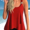 Wide Strap Cross Hem Red Tankini Top-No Bottom -Rosewe Promotion Store 327256 P 1678097206704
