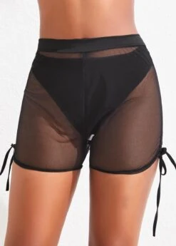 Drawstring High Waisted Black Beach Shorts -Rosewe Promotion Store 327263 P 1676967821623