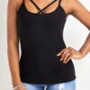 Criss Cross Black Strappy Square Neck Camisole Top -Rosewe Promotion Store 327267 P 16778424283320