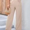 Light Coffee Drawastring High Waisted Bowknot Pants -Rosewe Promotion Store 327281 P 1677476623120