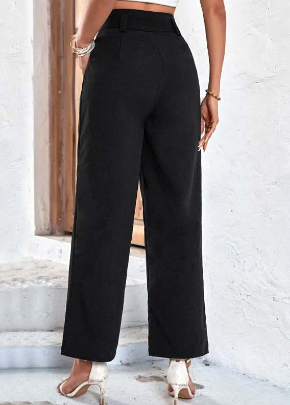 Bowknot Belted Black Drawastring High Waisted Pants 4 Bowknot Belted Black Drawastring High Waisted Pants - Image 2