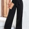 Bowknot Belted Black Drawastring High Waisted Pants -Rosewe Promotion Store 327283 P 1677476651743