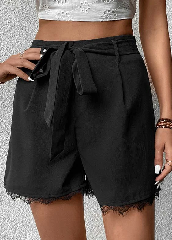 Black Regular Drawastring High Waisted Shorts 6 Black Regular Drawastring High Waisted Shorts - Image 4