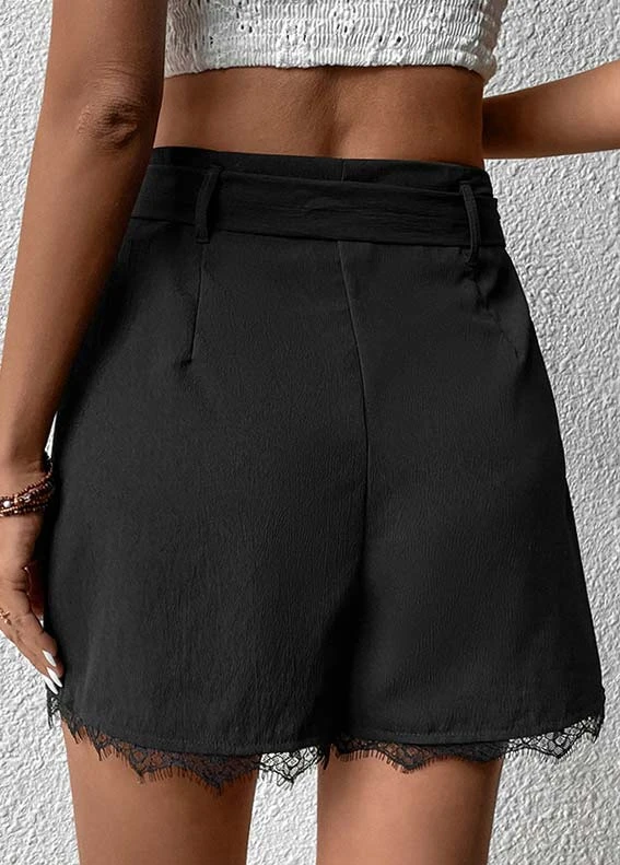 Black Regular Drawastring High Waisted Shorts 4 Black Regular Drawastring High Waisted Shorts - Image 2