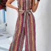 Striped Tie Belted Multi Color Ankle Length Jumpsuit -Rosewe Promotion Store 327287 P 1677476718007