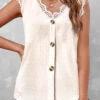 Beige V Neck Sleeveless Lace Tank Top -Rosewe Promotion Store 327342 P 1679388961967