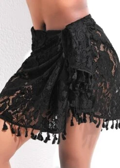 Lace Tie Tassel Design Black Sarong -Rosewe Promotion Store 327489 P 16784442892452