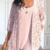 Light Pink Scoop Neck Lace Tank Top And Cardigan -Rosewe Promotion Store 327553 P 1677146946169
