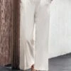 White Drawastring High Waisted Pocket Pants -Rosewe Promotion Store 327603 P 16824778023000