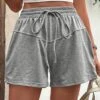 Stretch High Waisted Drawstring Grey Shorts -Rosewe Promotion Store 327854 P 16818028280440