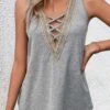 Criss Cross V Neck Grey Tank Top -Rosewe Promotion Store 328159 P 1677667062406