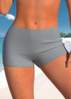 Mid Waisted Stretchy Dark Grey Swim Shorts