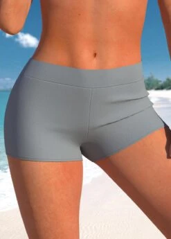 Mid Waisted Stretchy Dark Grey Swim Shorts -Rosewe Promotion Store 328166 P 1677660220085