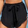 Cross Hem Black Belted Beach Shorts -Rosewe Promotion Store 328194 P 16798836156160