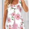Floral Print Fake 2in1 Pink Tank Top -Rosewe Promotion Store 328284 P 1680085148072