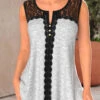 Light Grey Marl Split Neck Lace Tank Top 1 Light Grey Marl Split Neck Lace Tank Top -Rosewe Promotion Store 328359 P 1677824643882