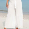 Tie Front Bowknot White Beach Pants -Rosewe Promotion Store 328408 P 16798827452920