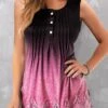 Ombre Tuck Stitch Pink Round Neck Tank Top -Rosewe Promotion Store 328516 P 1678094333690