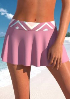 Pink Mid Waisted Geometric Print Pantskirt