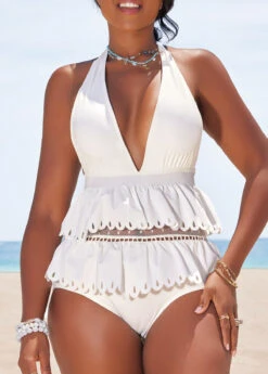 Burn Out Printing Lace White One Piece Swimwear 11 Burn Out Printing Lace White One Piece Swimwear -Rosewe Promotion Store 328591 P 16861880546484