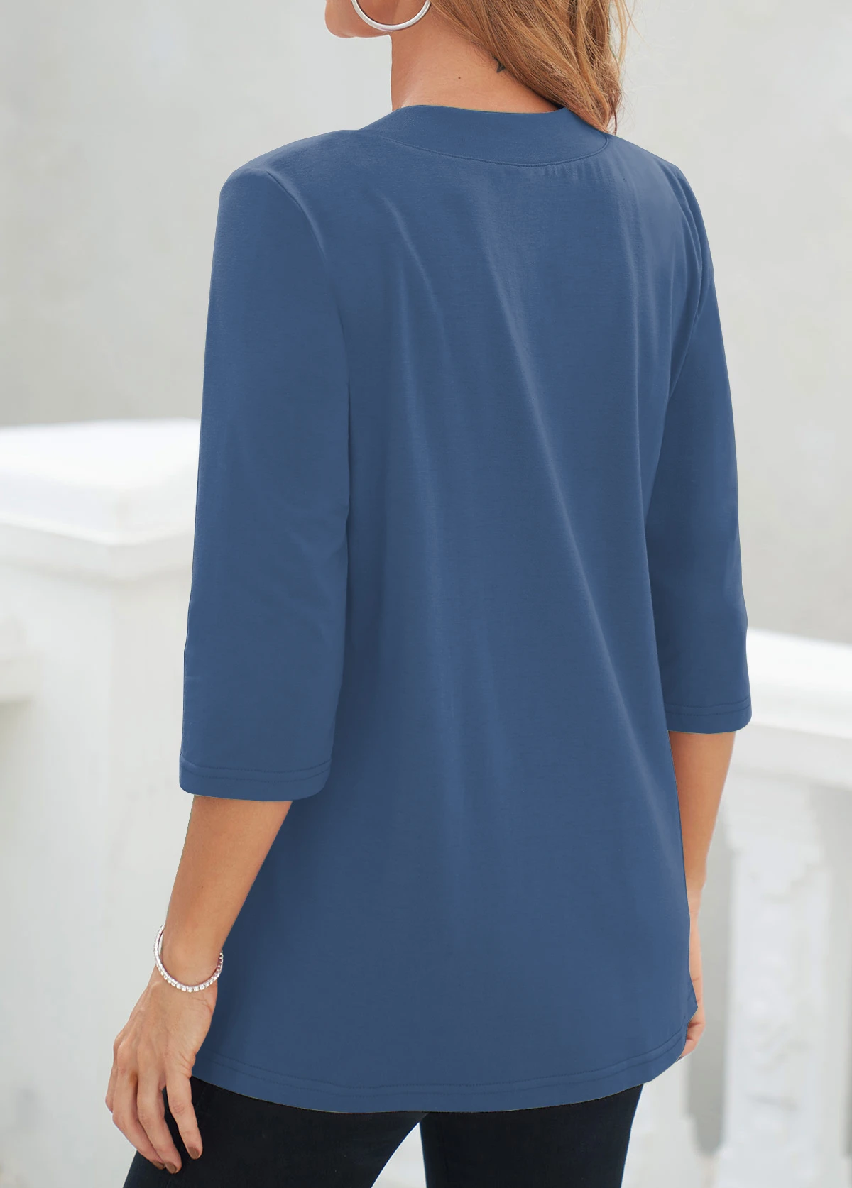 Geometric Print Fake 2in1 Blue T Shirt 4 Geometric Print Fake 2in1 Blue T Shirt - Image 2