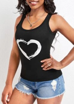 Scoop Neck Black Strappy Tank Top 9 Scoop Neck Black Strappy Tank Top -Rosewe Promotion Store 328728 P 16792919690353