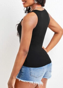 Scoop Neck Black Strappy Tank Top 7 Scoop Neck Black Strappy Tank Top -Rosewe Promotion Store 328728 P 16792919692781