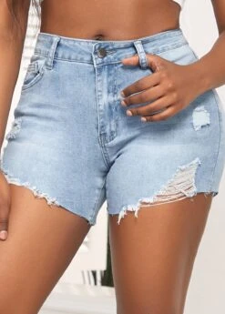 Pocket Button Skinny Zipper Fly Denim Shorts -Rosewe Promotion Store 328861 P 16798802363535