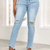Light Blue Skinny Button Fly Pocket Jeans -Rosewe Promotion Store 328862 P 16798805259380