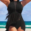High Waisted Lace Black Swimdress And Panty -Rosewe Promotion Store 328892 P 16783592750280