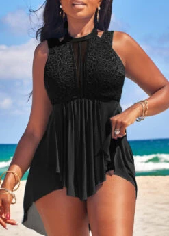 High Waisted Lace Black Swimdress And Panty -Rosewe Promotion Store 328892 P 16783592757093