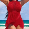 High Waisted Lace Red Swimdress And Panty -Rosewe Promotion Store 328893 P 16783591973910