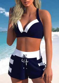 High Waisted Striped Patchwork Navy Bikini Set 7 High Waisted Striped Patchwork Navy Bikini Set -Rosewe Promotion Store 328936 P 1678354856710 1