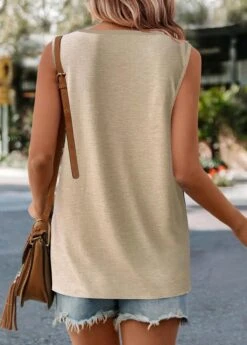 Light Camel Round Neck Lightweigh Tank Top -Rosewe Promotion Store 328947 P 1678417653367