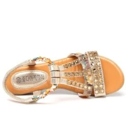 Tribal Golden Open Toe Low Heel Sliders -Rosewe Promotion Store 329044 P 1678441728331