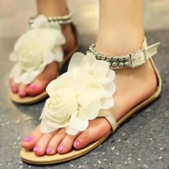 Toe Post Falt Beige Flip Flops