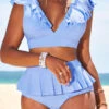 High Waisted Ruffle Light Blue Bikini Set -Rosewe Promotion Store 329078 P 16848400138620