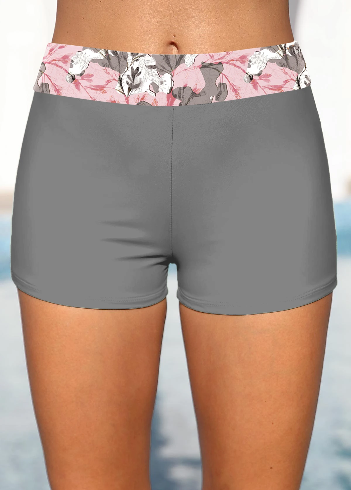 Mid Waisted Floral Print Contrast Binding Tankini Set 6 Mid Waisted Floral Print Contrast Binding Tankini Set - Image 4