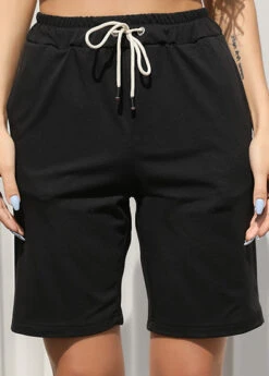 Black Regular Drawastring High Waisted Pocket Shorts 9 Black Regular Drawastring High Waisted Pocket Shorts -Rosewe Promotion Store 329146 P 1678689515062