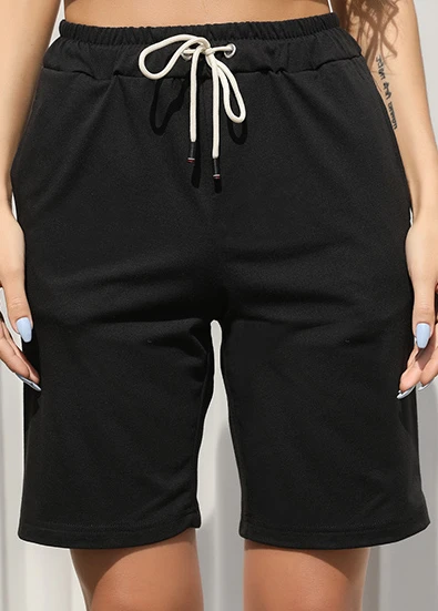 Black Regular Drawastring High Waisted Pocket Shorts 6 Black Regular Drawastring High Waisted Pocket Shorts - Image 4
