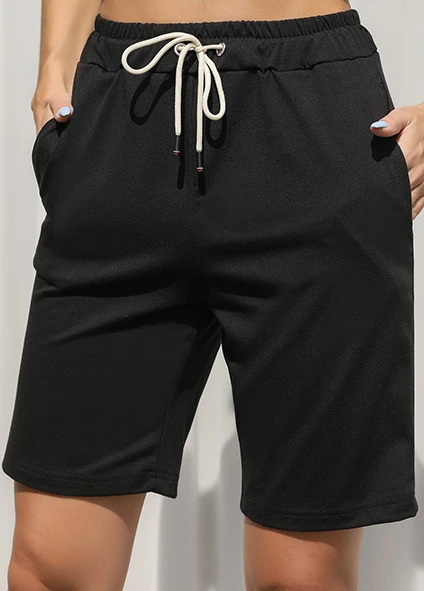 Black Regular Drawastring High Waisted Pocket Shorts 5 Black Regular Drawastring High Waisted Pocket Shorts - Image 3