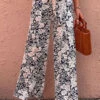 Floral Print Bowknot Navy Elastic Waist Pants -Rosewe Promotion Store 329147 P 1678689531770