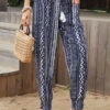 Geometric Print Drawastring Pocket Navy Jogger Pants -Rosewe Promotion Store 329149 P 1678689584439