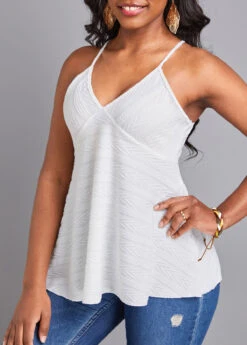 White V Neck Flowy Camisole Top 11 White V Neck Flowy Camisole Top -Rosewe Promotion Store 329264 P 16795419532374