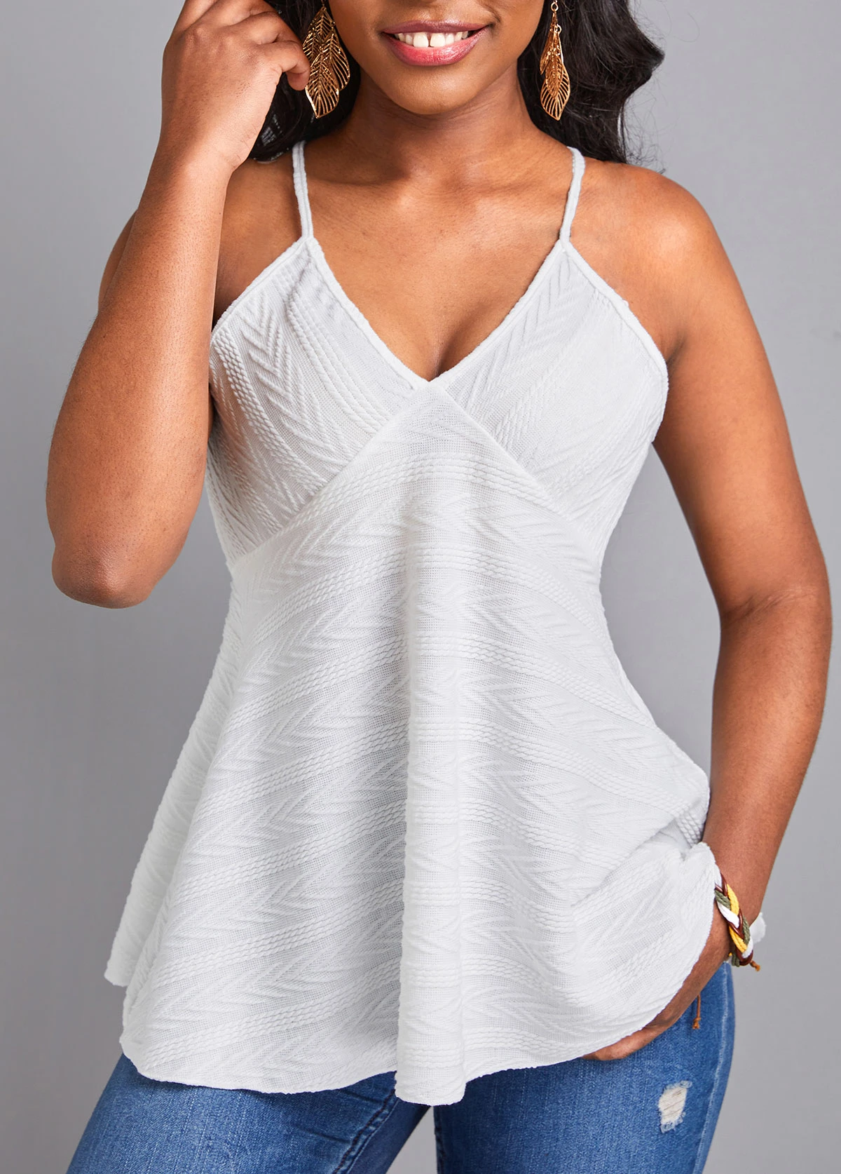 White V Neck Flowy Camisole Top 3 White V Neck Flowy Camisole Top