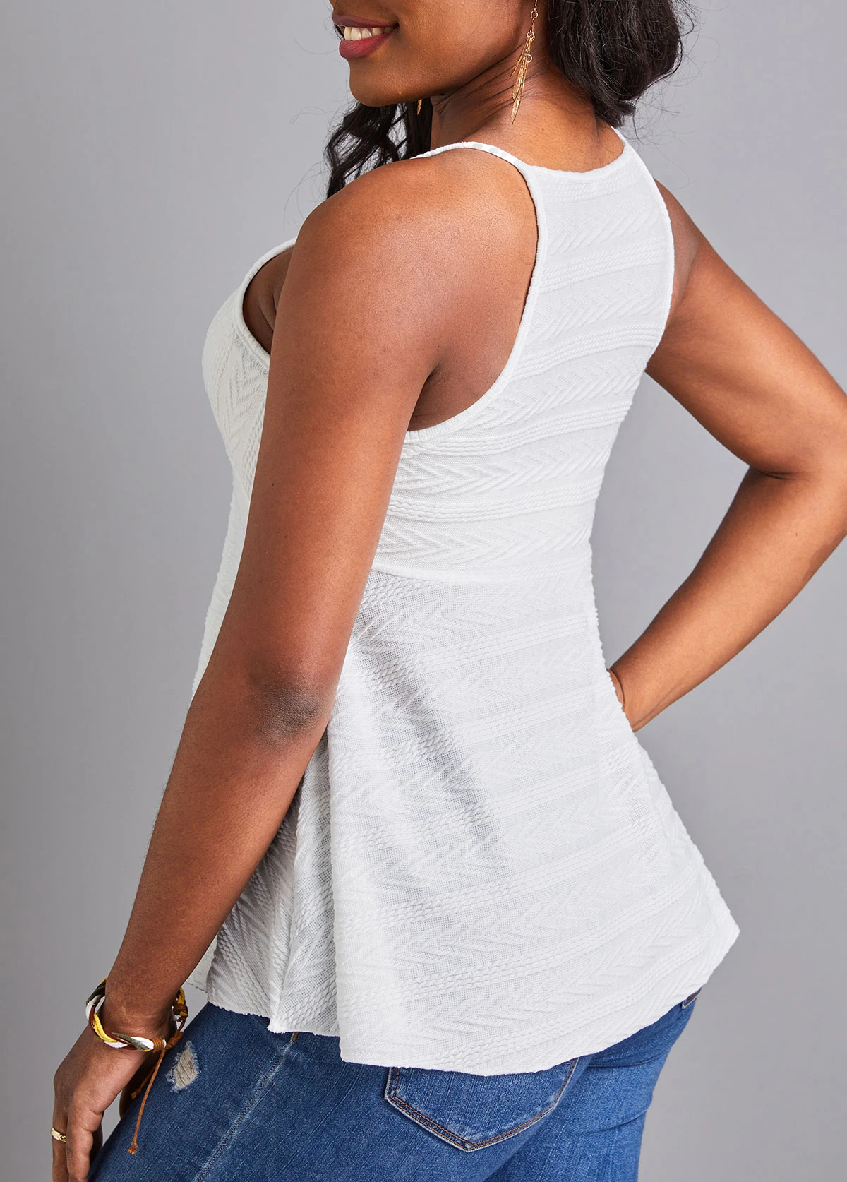White V Neck Flowy Camisole Top 4 White V Neck Flowy Camisole Top - Image 2