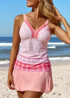 Mid Waisted Tribal Print Patchwork Tankini Set 11 Mid Waisted Tribal Print Patchwork Tankini Set -Rosewe Promotion Store 329296 P 16850630143404