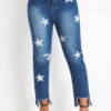Star Print Pocket Denim Blue Regular Jeans -Rosewe Promotion Store 329328 P 16807809941040