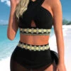 High Waisted Tribal Print Criss Cross Bikini Set