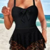 Bowknot Lace Black One Piece Swimwear -Rosewe Promotion Store 329351 P 1679879387645